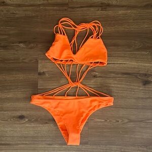 Mikoh Seychelles bright orange monokini bikini swimsuit
